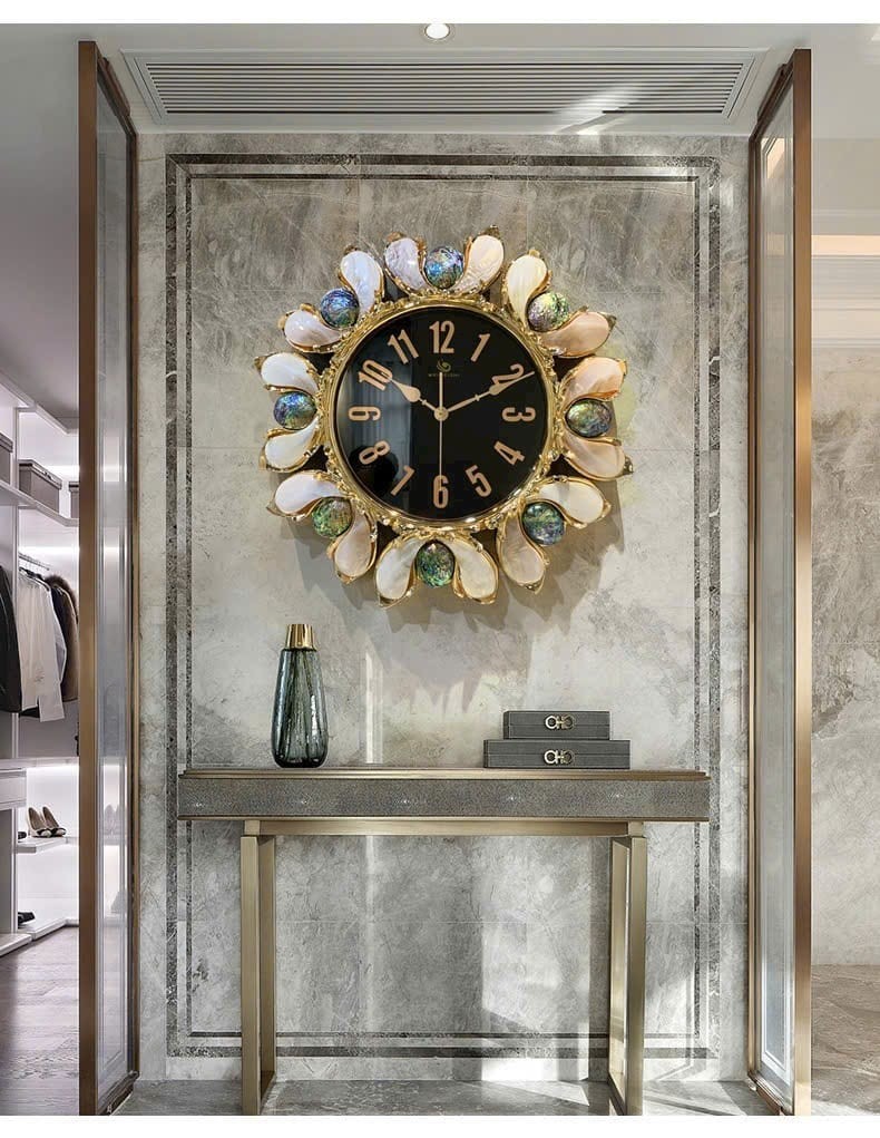 Đồng hồ khảm ngọc trai đá quý